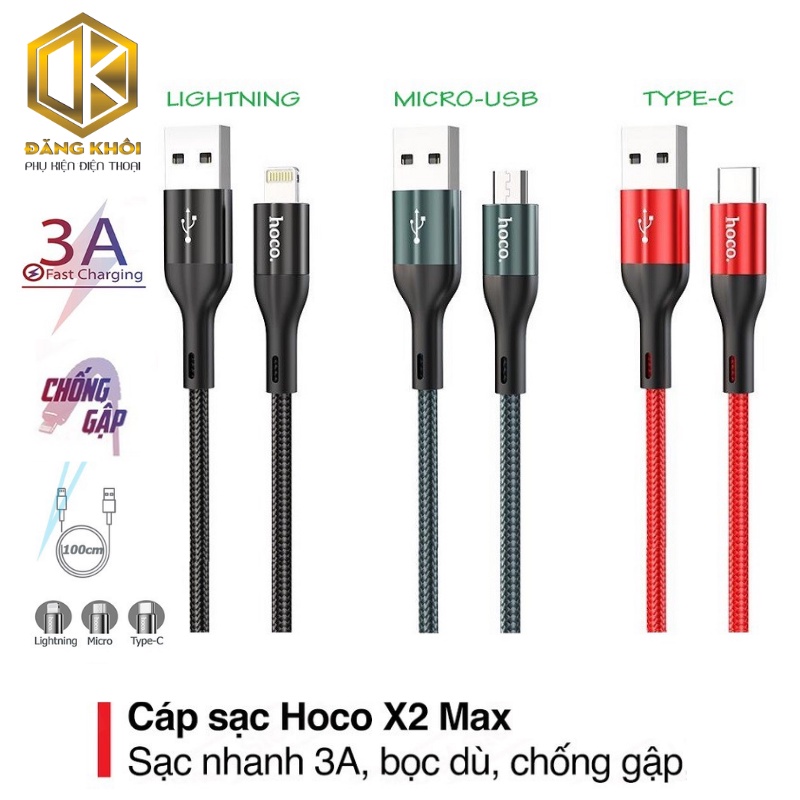 Cáp sạc nhanh Hoco X2 Max 1M cho IP/tablet táo BH 6 tháng