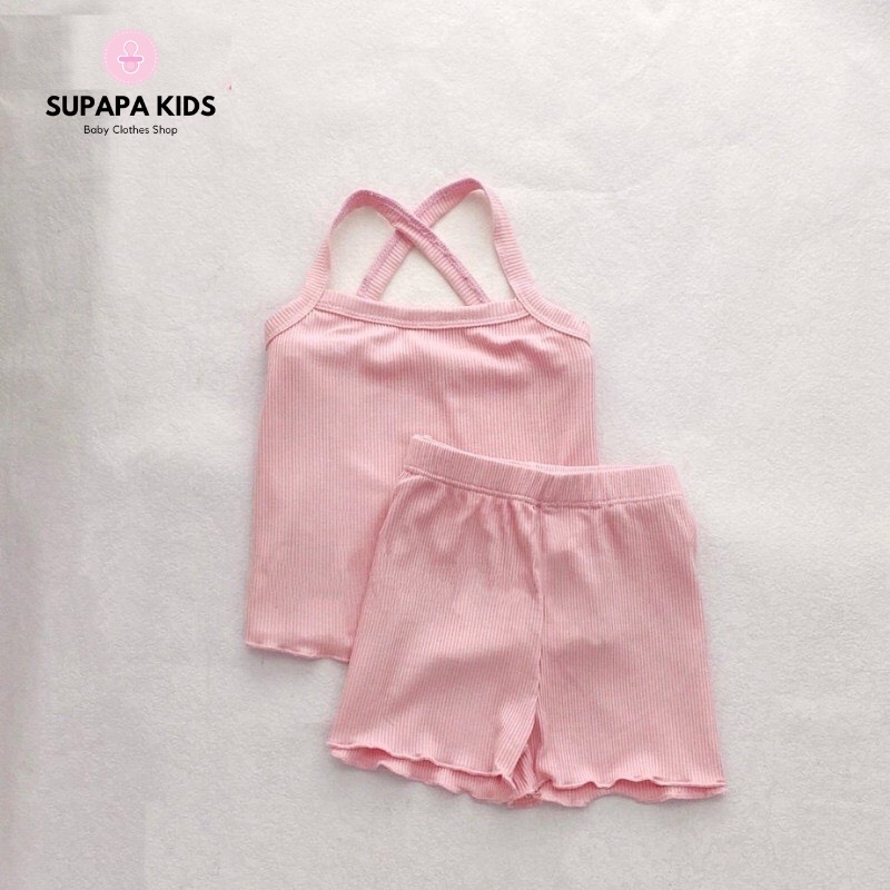 Bộ rời hai dây cho bé Gái, bộ đồ cho bé chất tăm lạnh ngày hè cho bé từ 3-12kg