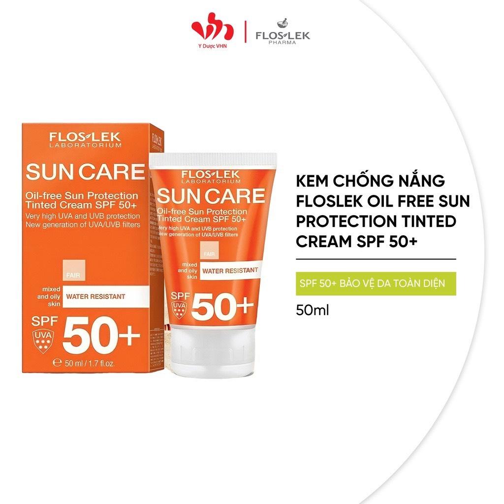 Kem Chống Nắng Cho Da Dầu Mụn Oil Free Sun Protection Tinted Cream SPF 50+ FLOSLEK Giúp Bảo Vệ Da Toàn Diện Tuýp 50ml