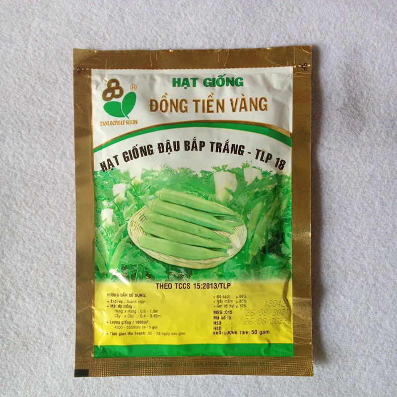 Hạt giống đậu bắp trắng TLP -18 ( Gói 50 gram hiệu ĐỒNG TIỀN VÀNG)