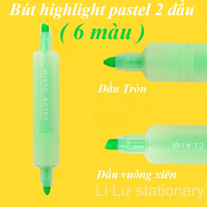 Bút highlight pastel 2 đầu cute hình cây kẹo giúp đánh dấu nhớ dòng trang trí sổ bullet journal văn phòng phẩm