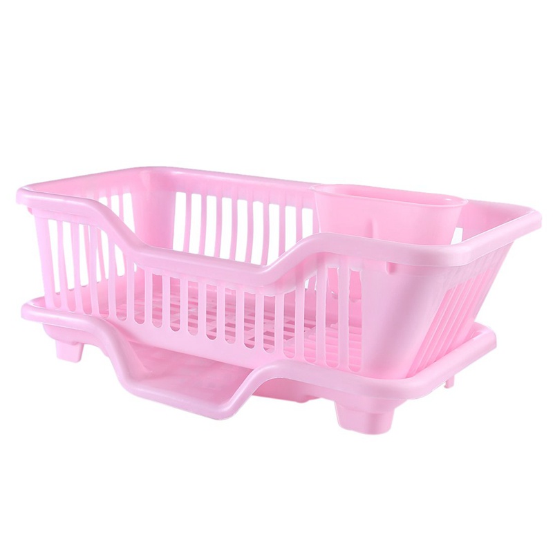 Khay Nhựa Úp Chén Dĩa Ráo Nước Approx 17.5x9.5x7inch Màu Hồng