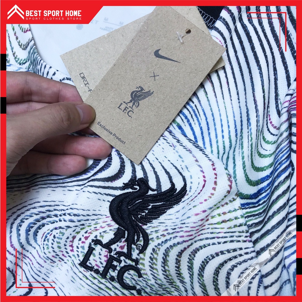 Set quần áo bóng đá Liverpool sân khách Logo thêu 2022/23 - Bản chính thức màu trắng form Âu - In ấn tên số theo yêu cầu