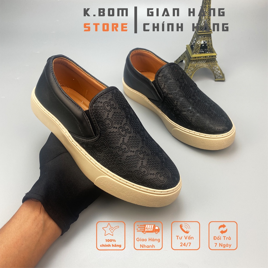 Giày Lười Nam Slipon  GC- Giày Nam Đẹp In hoạ tiết