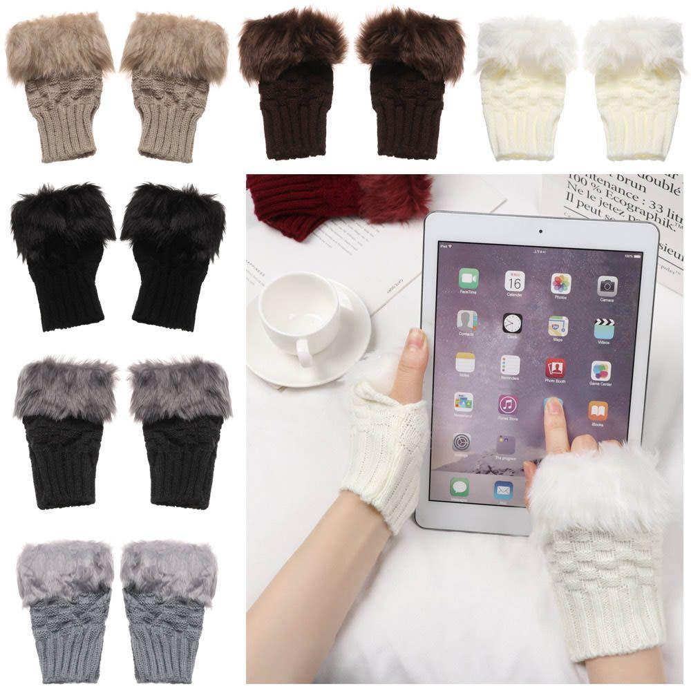 1 Găng Tay Lông Thỏ Nhân Tạo Co Giãn Dày Dặn Giữ Ấm Ngón Thời Trang