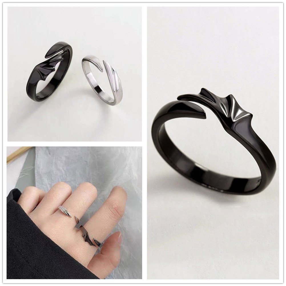 Nhẫn Trang Sức Kiểu Hở Có Thể Điều Chỉnh Hình Ác Quỷ Và Thiên Thần Thời Trang