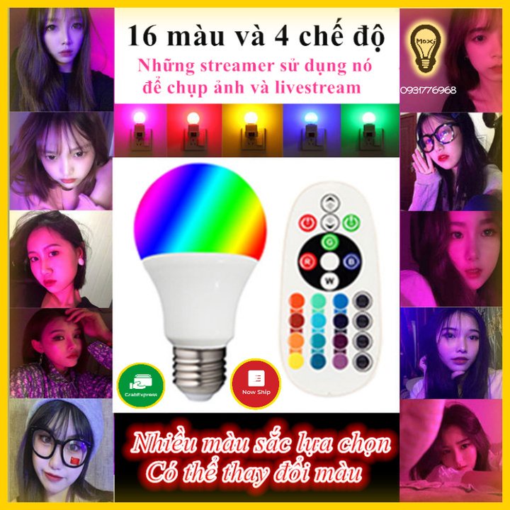 GIÁ SỈ Đèn led Tiktok bóng đèn RGB đổi màu kèm remote ánh sáng lớn trang