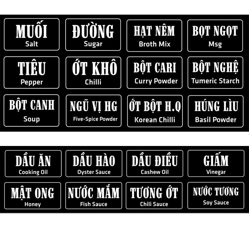 Nhãn Dán Phân Loại Gia Vị Decal Dán Cho Hủ Gia Vị & Bình Dầu Ăn, Nước Mắm - Gia Dụng Plus