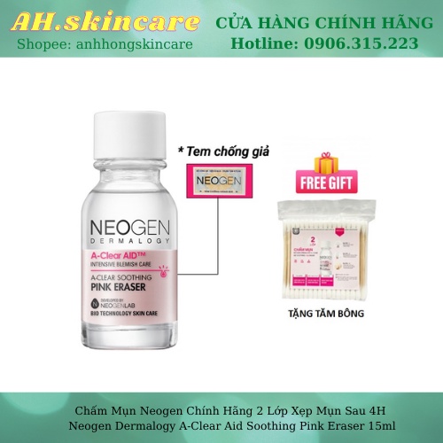 Chấm Mụn Neogen 2 Lớp Xẹp Mụn Sau 4H Dermalogy A-Clear Aid Soothing Pink Eraser 15ml