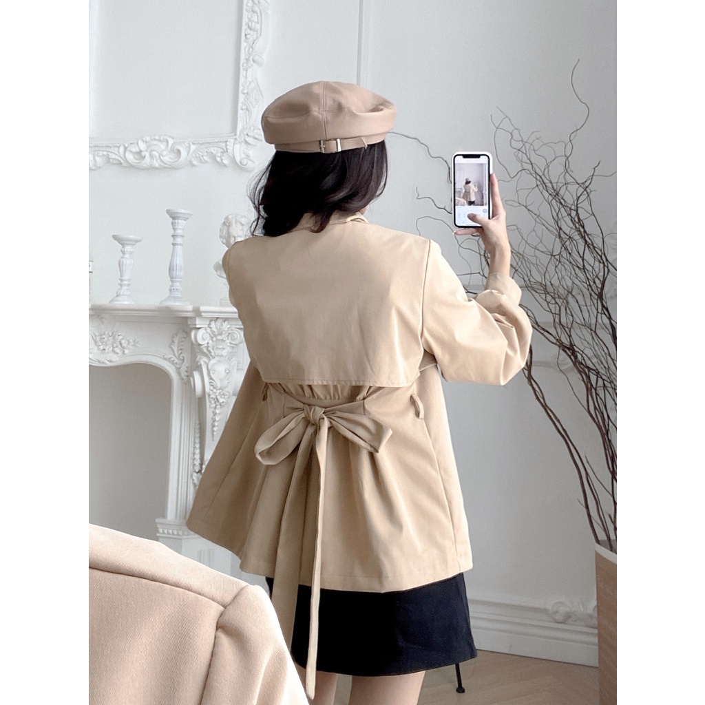 Áo khoác kaki dáng ngắn cổ 2 ve LYRA, măng tô dáng ngắn thiết kế by LYRA trơn basic phong cách Hàn Quốc-LYTAK106