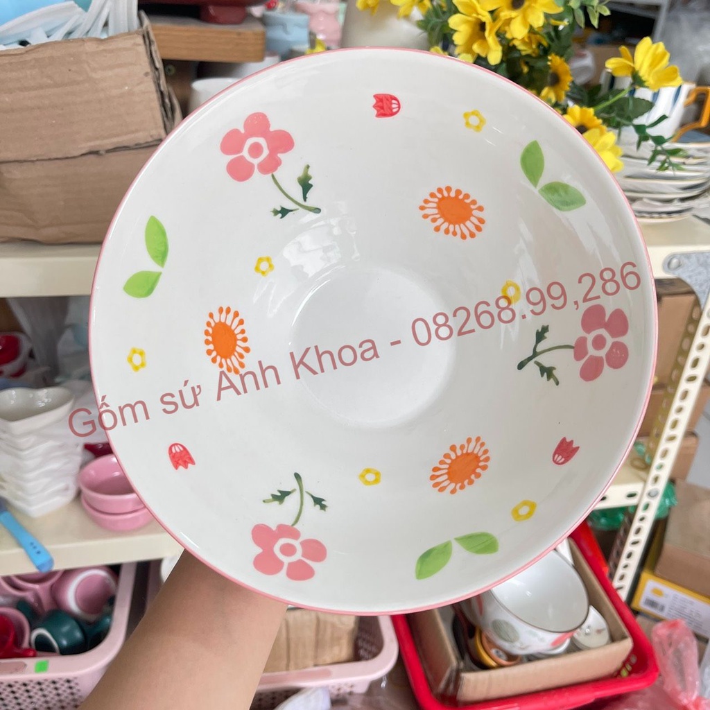 Bộ bát đĩa sứ Bộ 14 món mùa hồng,Decor Chén Dĩa Sứ Bát Ăn Cơm trang trí món ăn xinh yêu