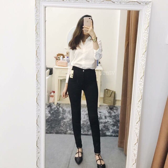 Quần jean đen trơn co dãn [ kèm ảnh thật ]