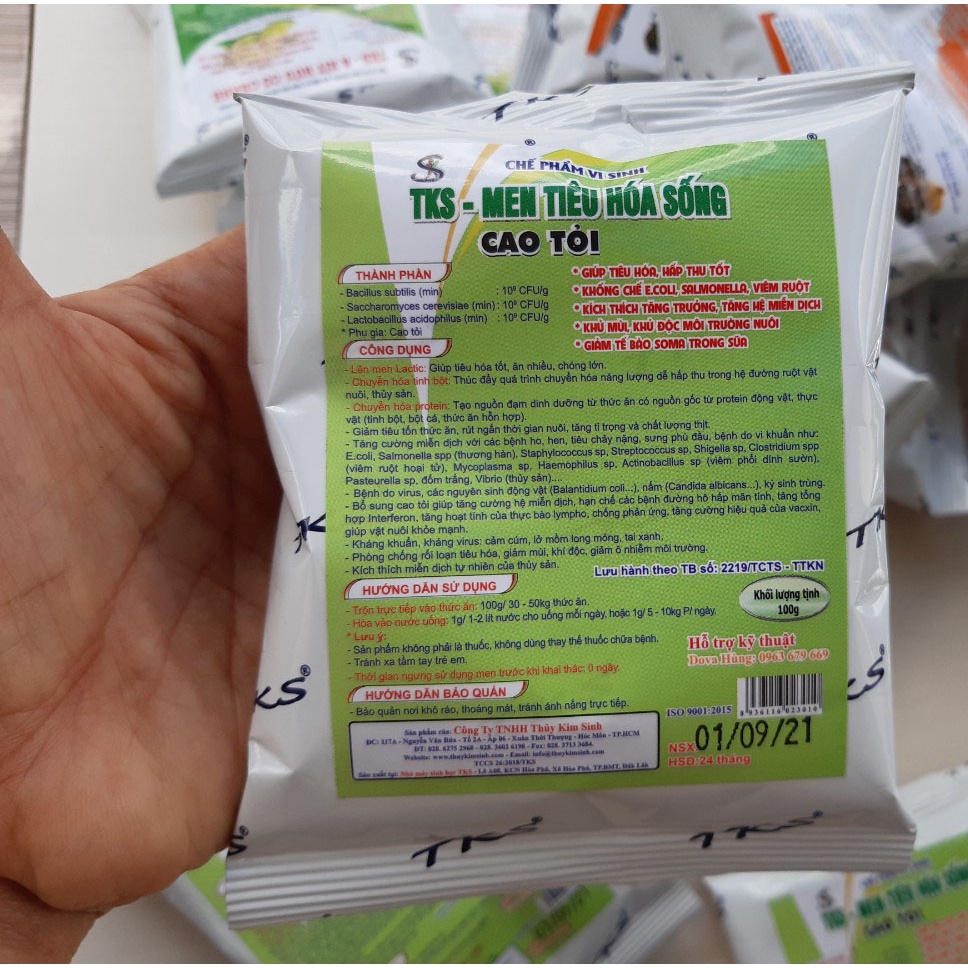 MEN TIÊU HÓA SỐNG CAO TỎI TKS - Hấp Thu Tốt, Tăng Hệ Miễn Dịch, Nhanh Lớn - Gói 1kg