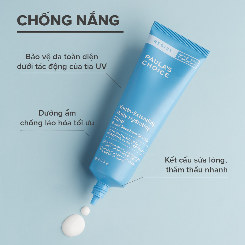 [PAULA'S CHOICE] Kem chống nắng cho da dầu hỗn hợp Resist Youth-Extending Daily Mattifying Fluid SPF 50 (Mã 7800)