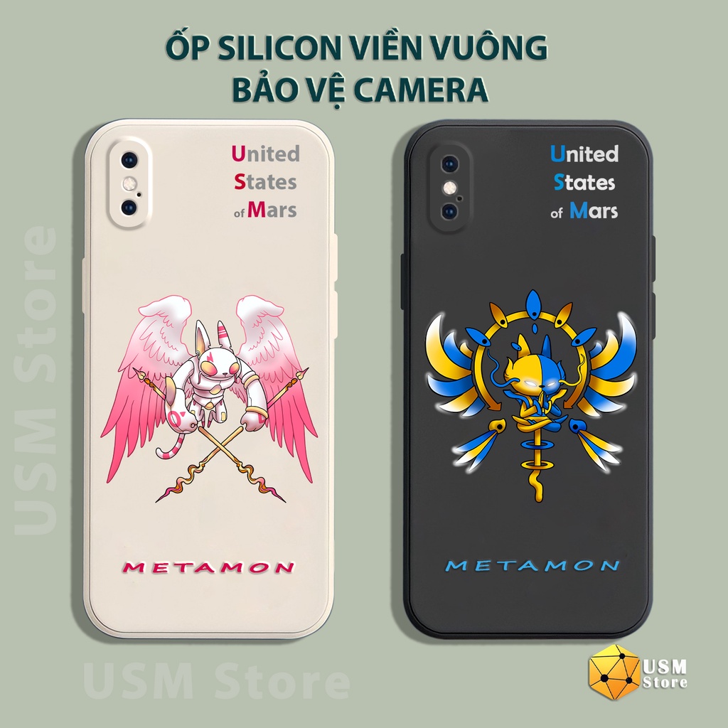 Ốp lưng iphone 6/6s/6 plus/7 plus/8plus/X/XS/XSmax viền vuông, có cạnh bảo vệ camera sau, hình Metamon SR cute