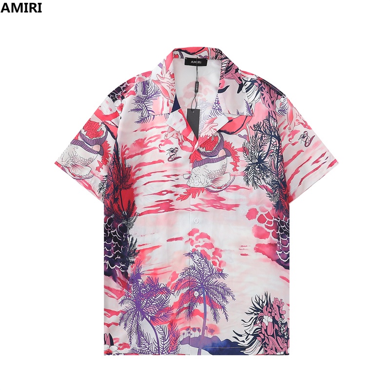 Am * &amp; IRI - Áo Sơ Mi Ngắn Tay In Hình Phong Cảnh Thời Trang