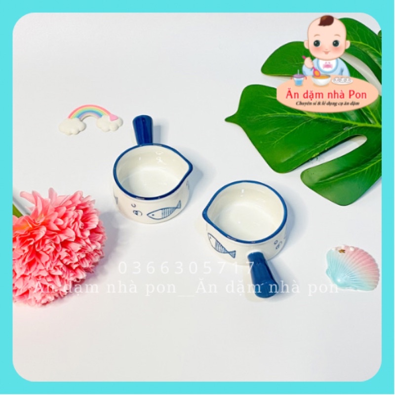 Bát ăn dặm cho bé__Bát đựng ăn dặm cho bé hình gáo rót, dụng cự decor ,chén chấm 70ml
