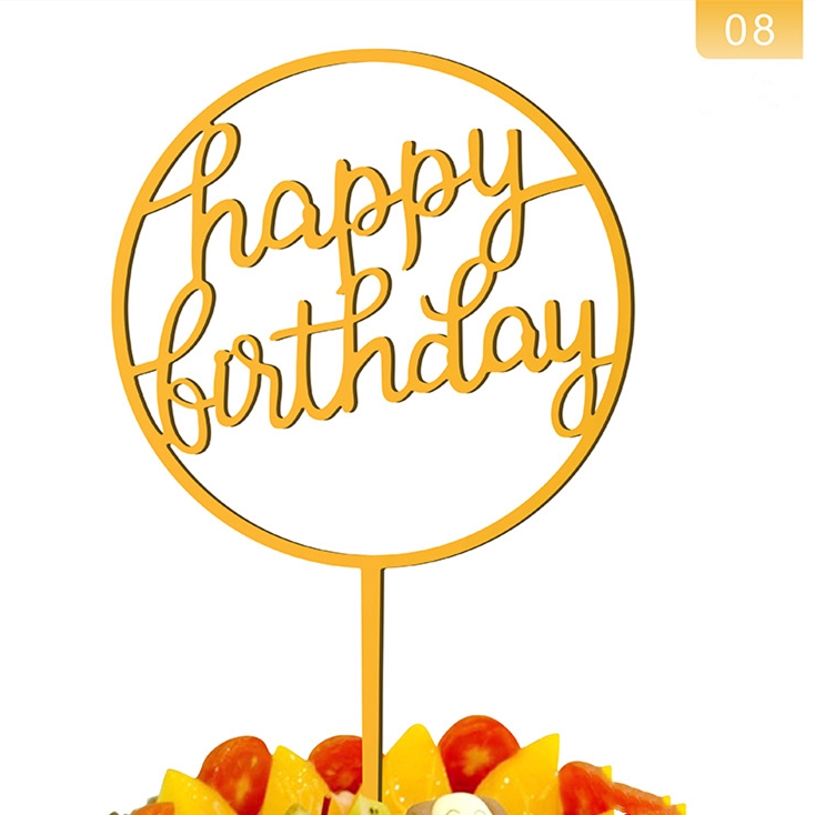 Bộ phụ kiện trang trí bánh họa tiết chữ Happy Birthday độc đáo