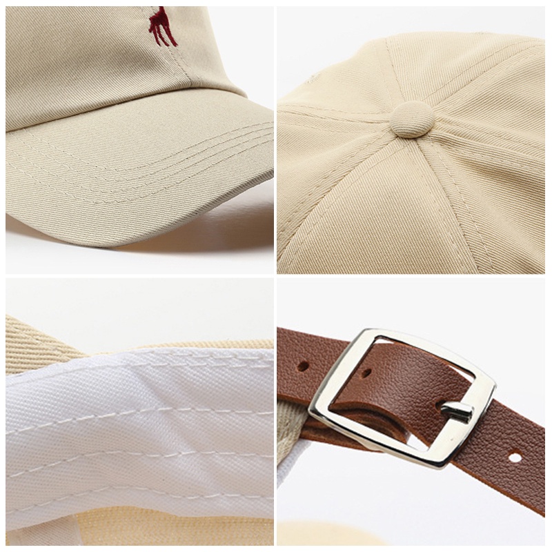 Mũ Lưỡi Trai Cotton Thêu Hình Hươu Cao Cổ Dễ Thương