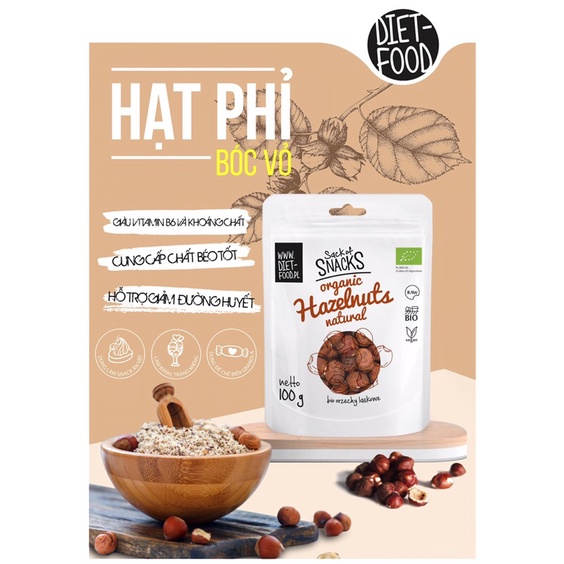 Hạt Phỉ Hữu Cơ Diet Food - 100g