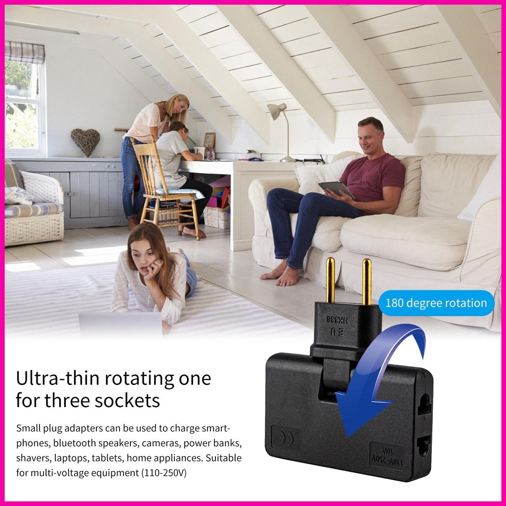 Ổ Cắm Điện Gắn Tường Mini Một Trong Ba Góc 180 Độ Không Dây Llrnvn