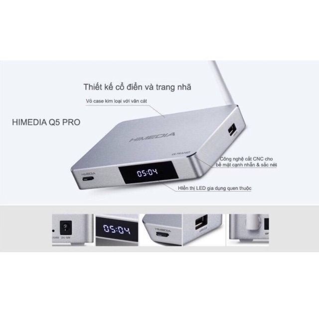 Đầu Android  Box TV Himedia 4K Q5 Pro Ram 2GB Bao hành chinh hãng den tháng 12/2022