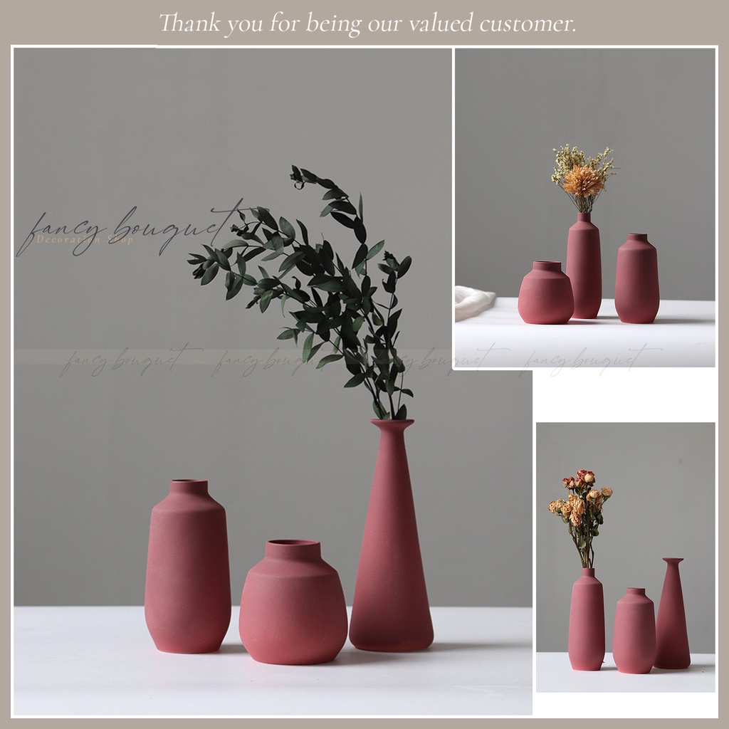 Bình gốm Jingdezhen Morandi rượu vang đỏ ❤️FREESHIP❤️ Đồ trang trí Bắc Âu cao cấp và thanh lịch