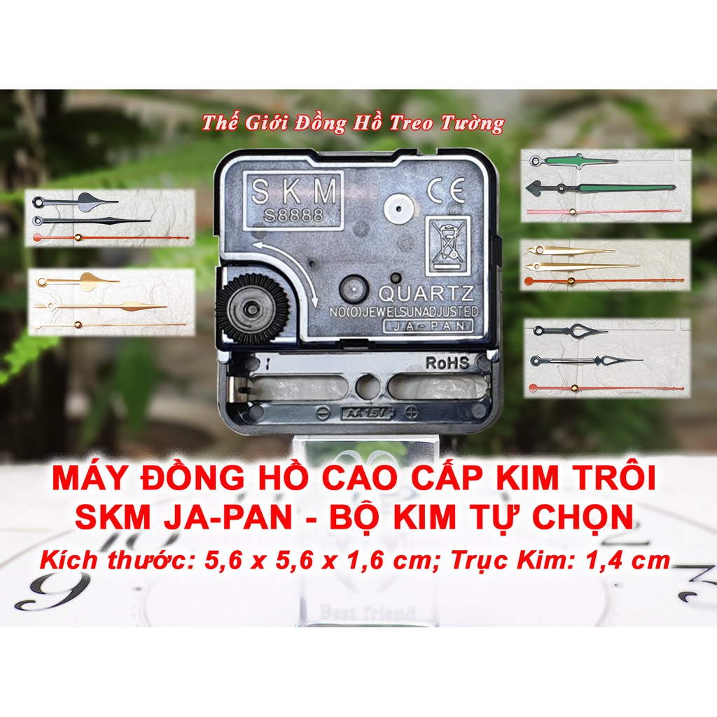Máy Đồng Hồ SKM – JAPAN KIM TRÔI – Bộ Kim Tự Chọn (Kim Bầu, Kim Hoa Văn, Kim Khung và Kim Đuôi Trái Tim) – Pin Maxell