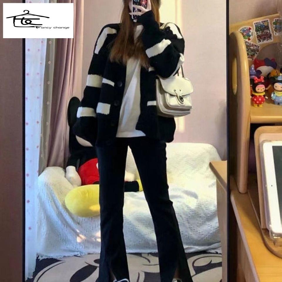 Hàng Có Sẵn Bán Chạy~ Áo Sweater Dệt Kim Phong Cách Mùa Xuân Cá Tính Phong Cách Lười Biếng 2022 Cho Nữ