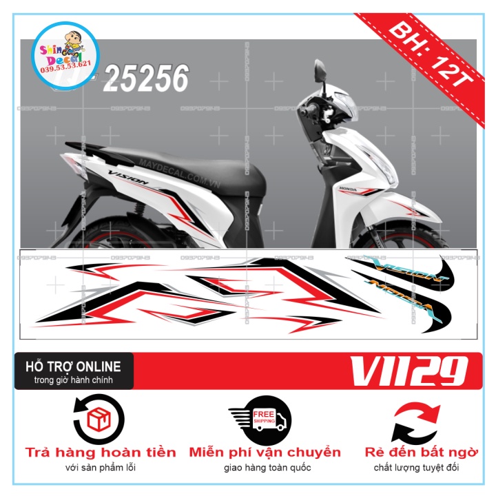 TEM XE VISION 2016 1129 CHẾ DÁN XE TRẮNG -- SHIN DECAL 2
