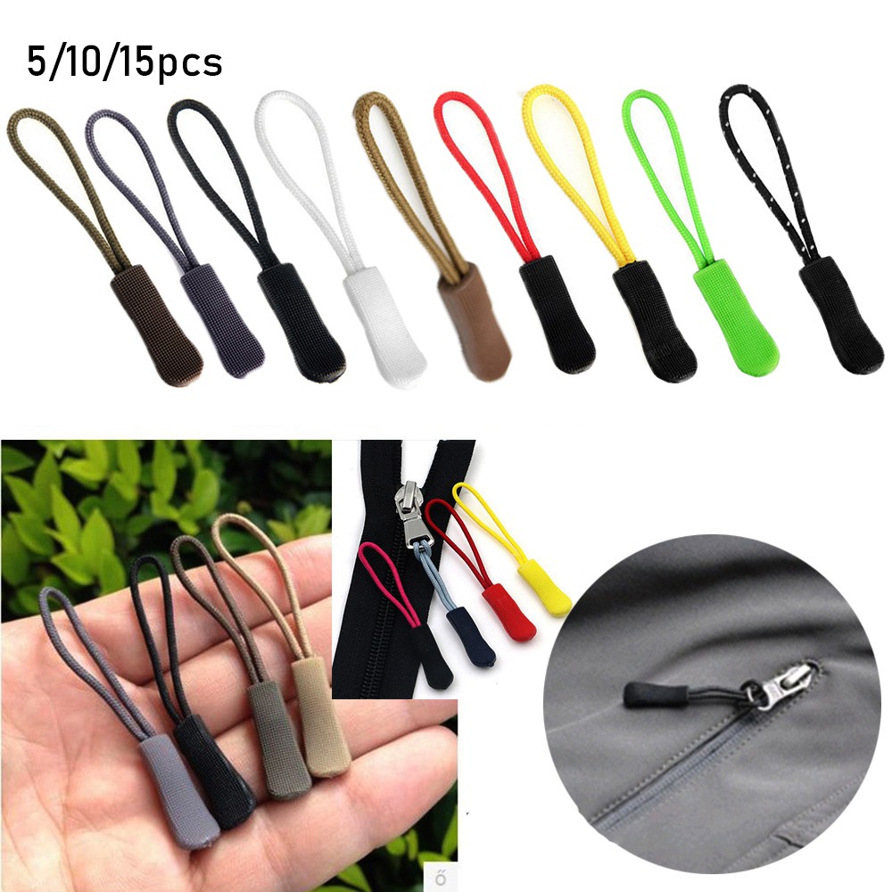 MYRONGOODS 5/10/15pcs Zipper Pull Puller End Fit Rope Tag Fixer Zip Bags Clip Buckle Outdoor tools