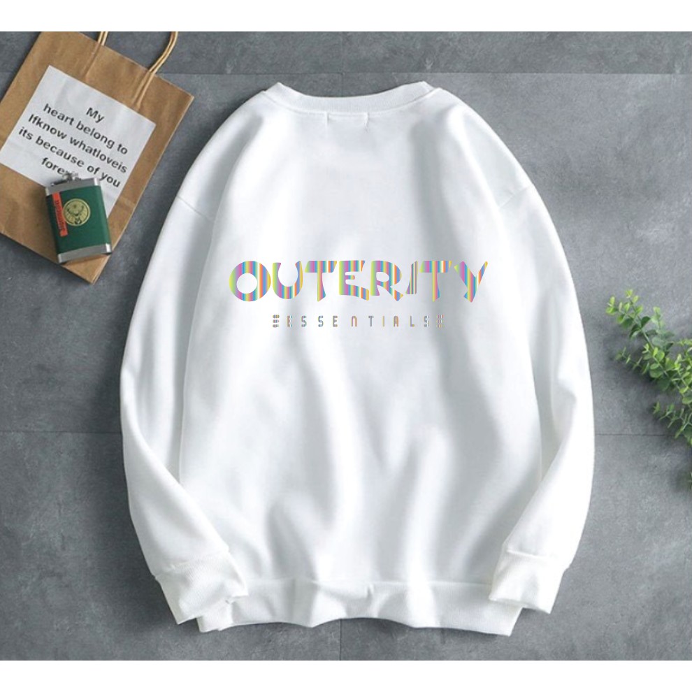 Áo nỉ U.O.T.E.R.I.T.Y unisex dài tay nam nữ cao cấp, áo phông nỉ bông sweater  màu trắng, đen