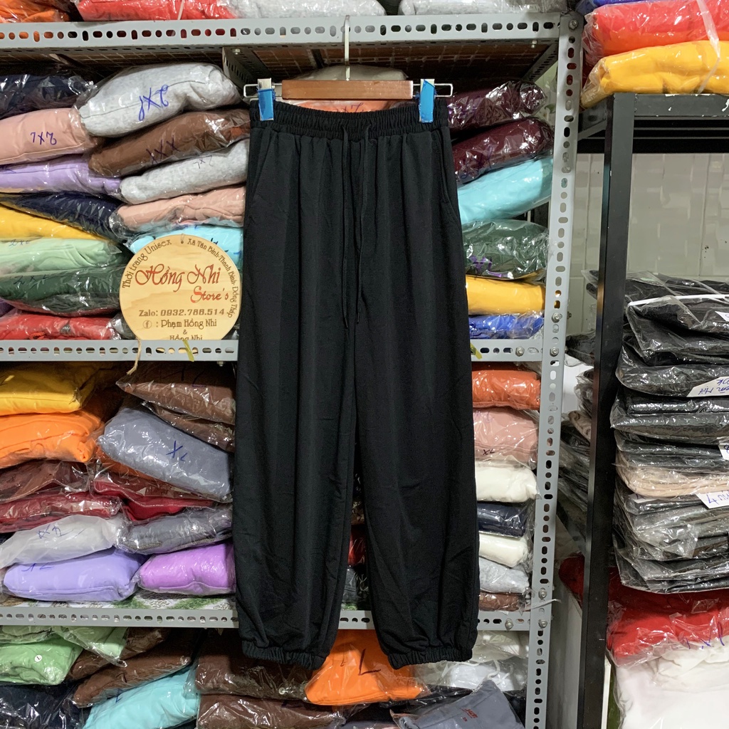 Quần Jogger Basic Pant Ulzzang Unisex Jogger Trơn Bo Lai Màu Đen Dáng Rộng Nam Nữ - MM