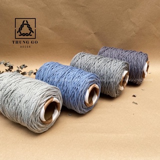 Dây thừng cotton macrame • 3 xoắn • 3-5mm • MÀU XÁM SÁNG