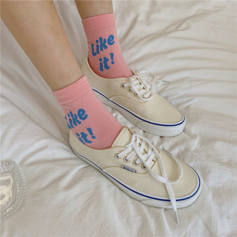 Vớ Thể Thao In Chữ Màu Kẹo Thời Trang Hàn Quốc Cho Cặp Đôi