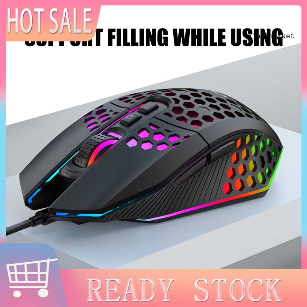 LOP_X801 PC Computer Honeycomb Hollow Wireless Charging Gaming Mute Mouse with RGB