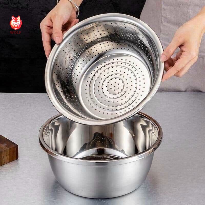 Bộ Rổ Nạo Rau Củ Inox Kèm Chậu Đa Năng 3 Trong 1 Siêu Tiện Dụng