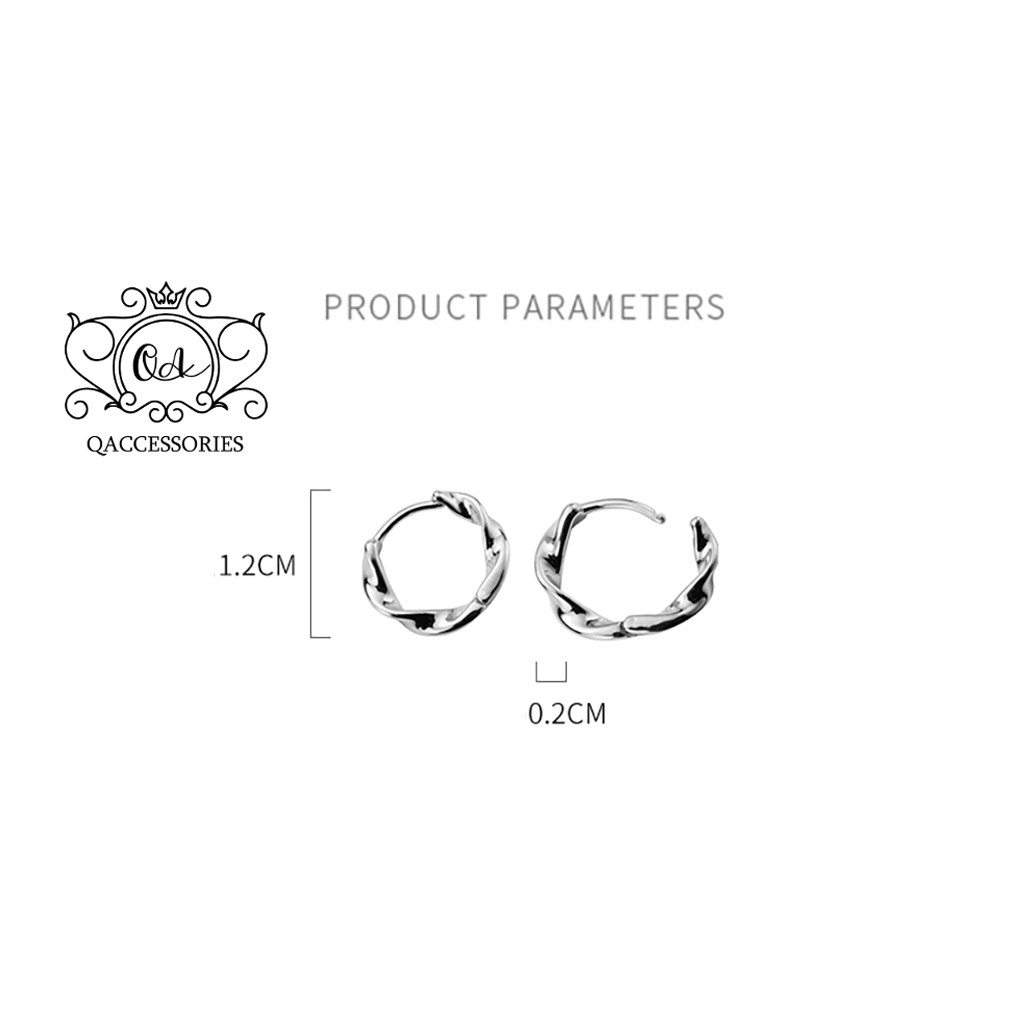 Khuyên tai bạc tròn sóng xoắn bông tai hoop chốt lẫy hình học S925 CIRCLE Silver Earrings SO00 - KÈM ẢNH THẬT