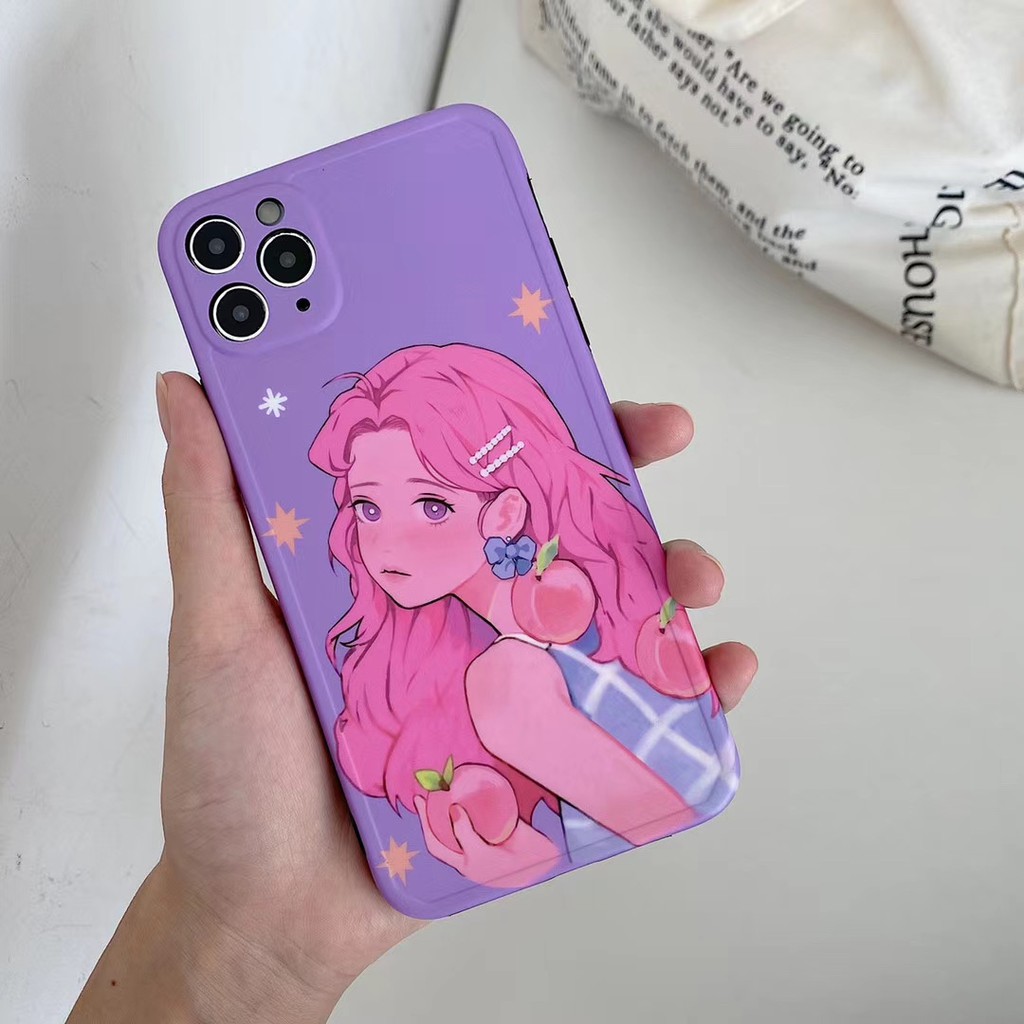 Ốp điện thoại mềm hình cô gái xinh đẹp màu hồng cho iPhone 7 8 SE2 plus X XS XR XSmax 11 Pro Promax | BigBuy360 - bigbuy360.vn