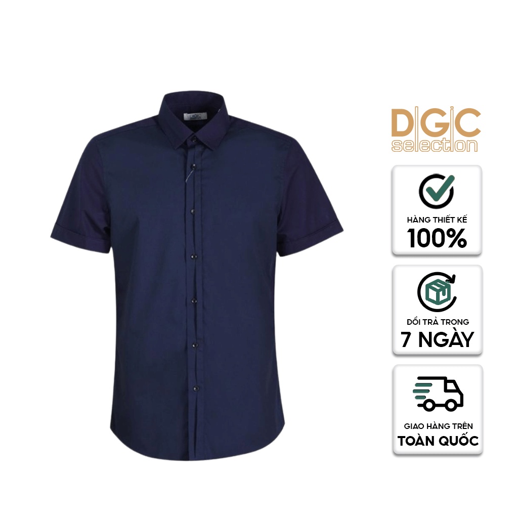 Áo sơ mi nam DGCs ngắn tay dáng vừa cơ thể cổ phối màu, chất vải Cotton cao cấp thoáng mát SASN1817M