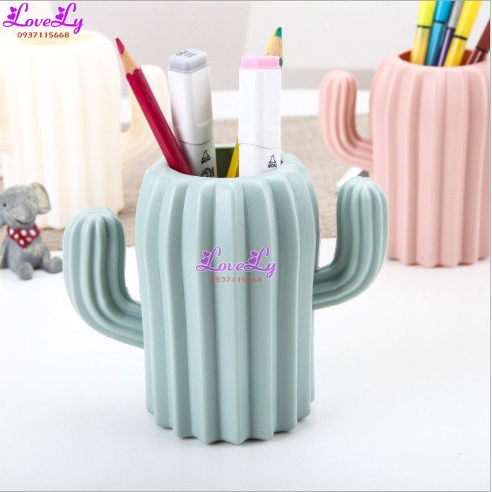 Lọ hoa nhựa giả sứ hình cây xương rồng phong cách Bắc Âu