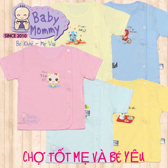 [CHẤT ĐẸP] ÁO SƠ SINH TAY NGẮN CÚC LỆCH BABYMOMMY 0-6 THÁNG