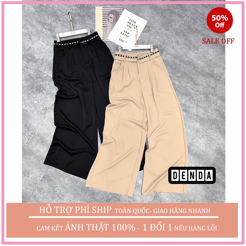 Quần tây quần vải  ống rộng dáng xuông nữ cạp viền chữ thời trang HÀN QUỐC , siêu phẩm của năm 2020 | BigBuy360 - bigbuy360.vn