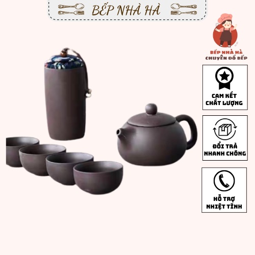 Bộ Trà Đạo Sứ, Bộ Ấm Trà, Bộ Ấm Chén Tử Sa Có túi đựng Giữ Nguyên Hương Vị Tinh Khiết Của Trà (12 món)