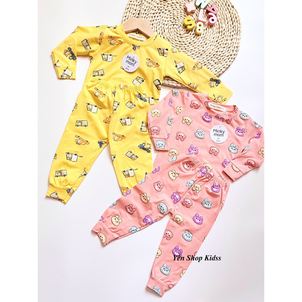 Sale !!! Bộ Dài Minky Mom Cotton Cao Cấp  Họa Tiết Ô TÔ-Khủng Long Cho Bé (Size 6-19kg) ( Cotton 100 %) (1204)