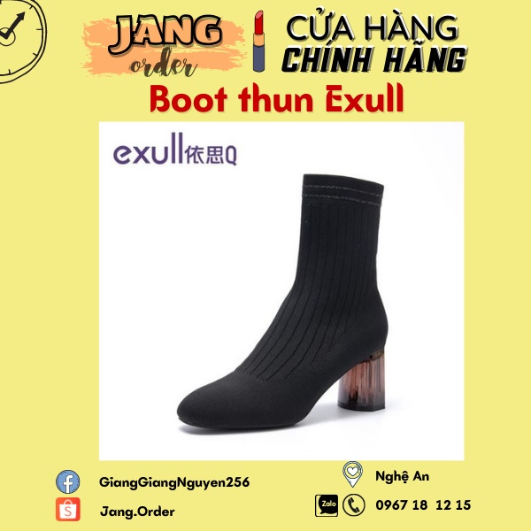 Boot cổ thun gót 7cm Exull thời trang