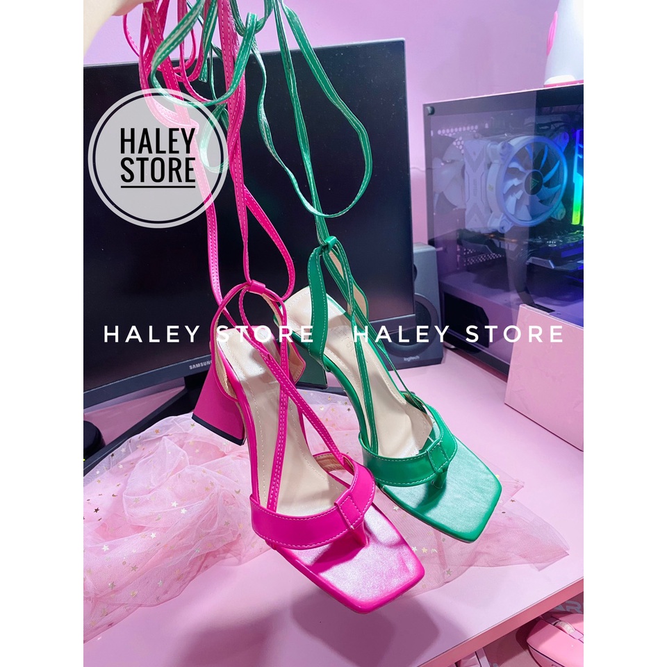 Giày xăng đan cao gót nữ 9cm HALEY STORE gót tam giác cột dây chiến binh quai mảnh kẹp xỏ ngón dễ đi bền đẹp rẻ