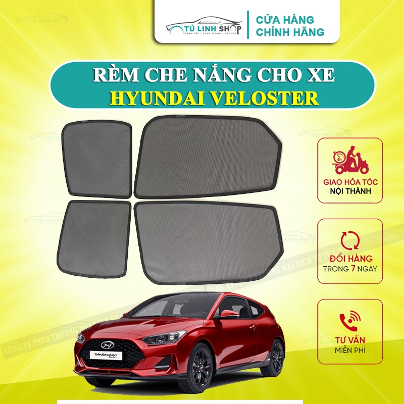 Rèm che nắng nam châm cho xe Hyundai Veloster, bộ 4 tấm cho 4 cửa, hàng loại 1 cao cấp nhất, vừa khít kính