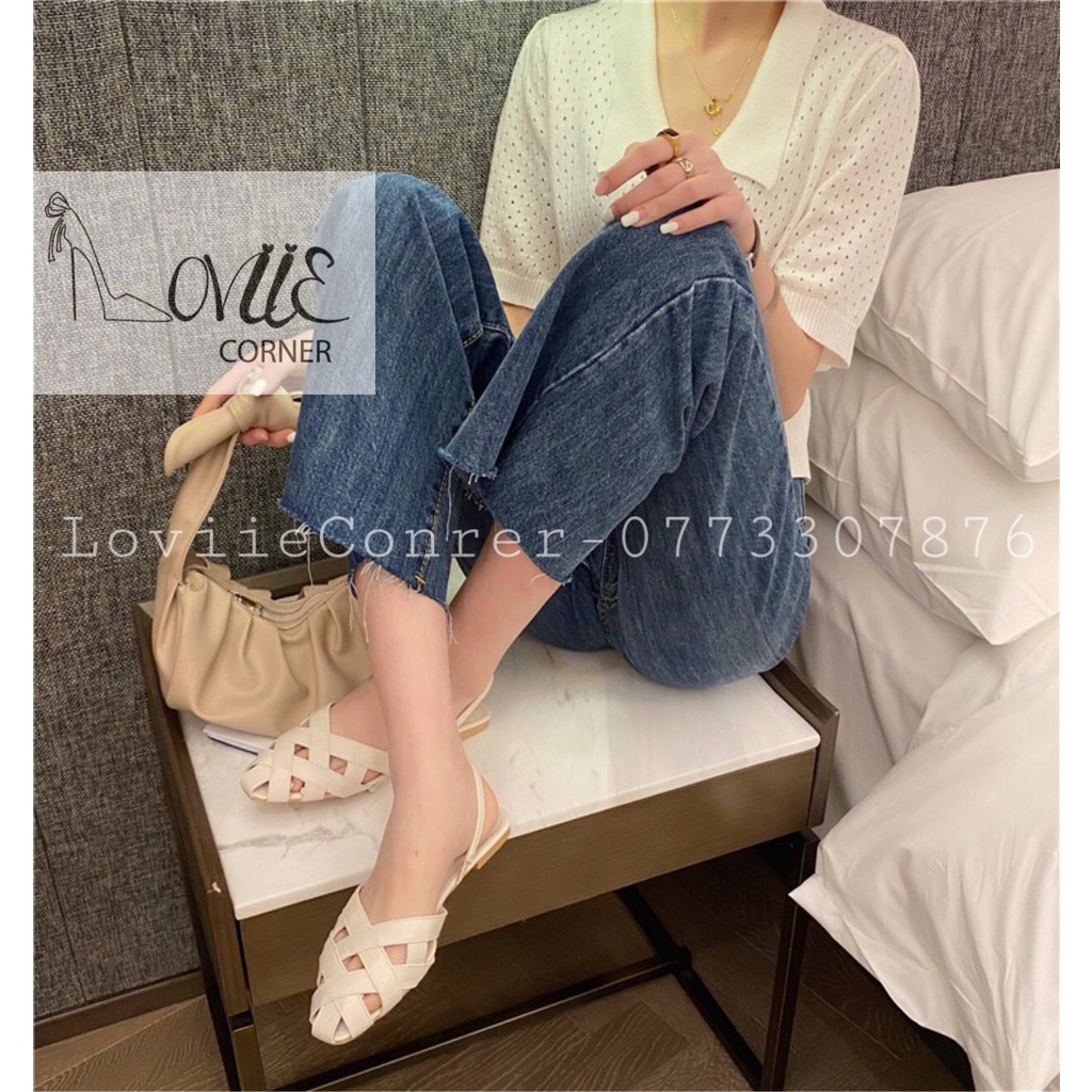 GIÀY SANDAL NỮ LOVIIECORNER - SANDAL NỮ ĐẾ BỆT CHIẾN BINH - GIÀY SANDAL MŨI NHỌN ĐAN RỌ - SỤC NỮ MŨI NHỌN - S200719