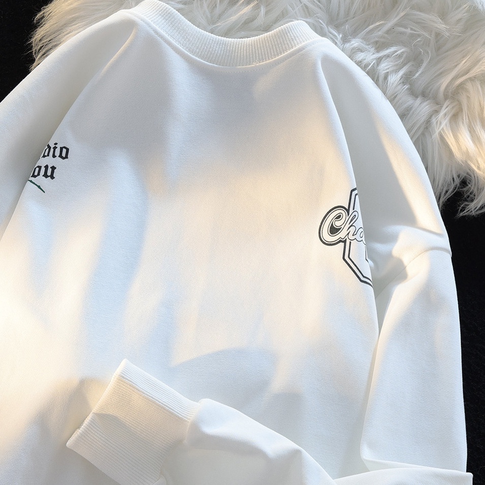 ZHELIHANGFEI Áo Hoodie Tay Dài Cổ Tròn Dáng Rộng In Hình Hoa Hồng Dễ Thương